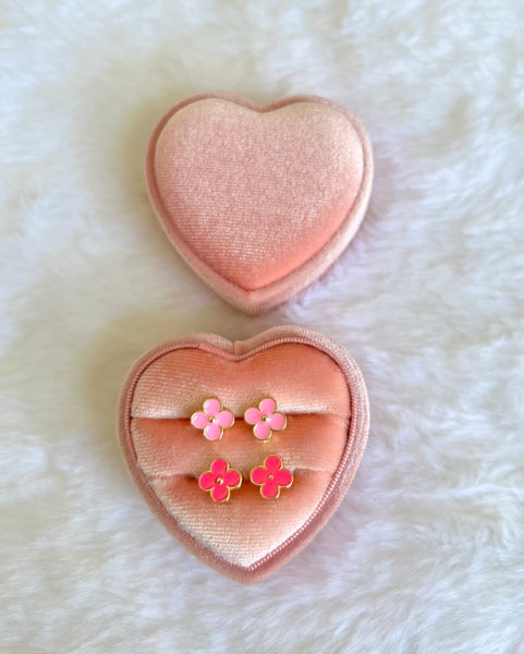 Dainty Clover Studs In 2 Shades Of Pink