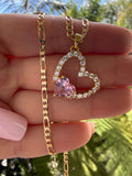 Heather Heart (figaro chain)