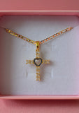Sapphire Heart Cross