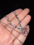 Floral Bow Necklace (pink & green)