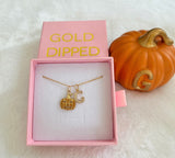 Diamond Pumpkin With Initial (Rolo Chain)