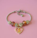 Fancy Mary Heart Charm Bracelet
