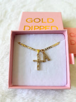 Baguette Diamond Cross With Initial