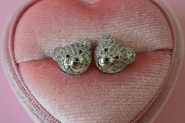 Silver Teddy Bear Earrings