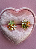 Flower Bouquet Studs (Orange, green,white)