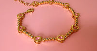 Pink Bezel Heart Tennis Bracelet