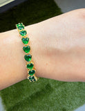 Heart Tennis Bracelet (Green)