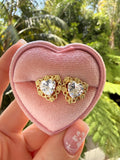 Floral Heart Earrings (White)