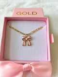 Pink Bow (Figaro Chain)