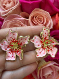 Large Hibiscus Earrings (pink)