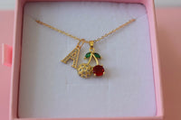 Icy Cherry & Initial (Rolo Chain)