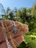 Diamond Flower Necklace (Figaro Chain)