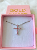 Pink Slider Cross (Silver)