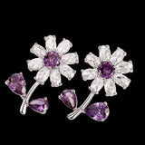 Purple Flower Earrings