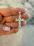 Silver Nugget Cross (Rolo Chain)
