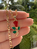 Enamel Rose Necklace