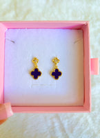 Purple Clover Dangle Earrings