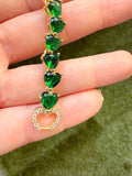 Heart Tennis Bracelet (Green)