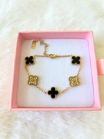 Icy Black Lucky Clover Bracelet