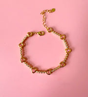 Pink Bezel Heart Tennis Bracelet
