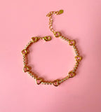 Pink Bezel Heart Tennis Bracelet