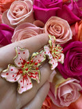 Large Hibiscus Earrings (pink)