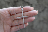 Silver Large Diamond Cross (Rolo Chain)