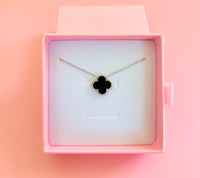 Silver Black Clover Necklace