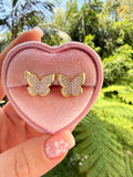 Diamond Butterfly Studs (Pink)