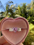 Pink Baguette Heart Ring