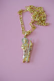 Large Tricolor Saint Jude (Thick Chain)