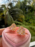 Baguette Heart Earrings (pink)