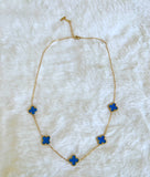 Blue 5 Clover Necklace