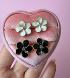 Enamel Flower Studs (Black Or White)