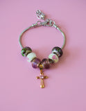 Pink Cross Charm Bracelet