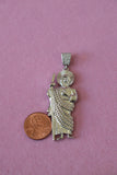 Large Icy Silver Saint Jude (Rolo Chain)
