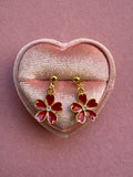 Dangle Flower Earrings (magenta)