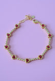 Red Bezel Heart Tennis Bracelet