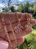 Pear Shape Flower (figaro chain)