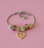 Fancy Mary Heart Charm Bracelet