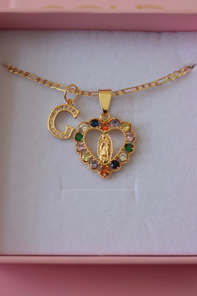 Rainbow Icy Mary Heart & Initial