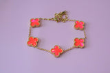 Hot Pink Lucky Clover Bracelet