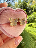 Diamond Butterfly Studs (Pink)