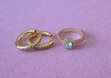 Halo Ring & Huggie Hoop Set (Package Deal)