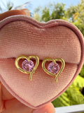 Open Heart Studs (Pink)