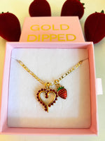 Strawberry And Open Heart Necklace