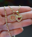 Garnet Heart & Initial