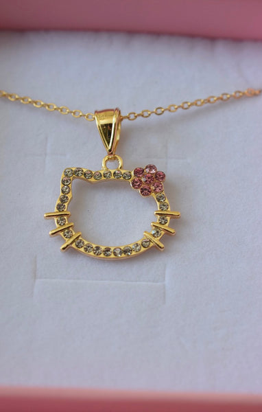 Pink Flower Kitty (Rolo Chain)