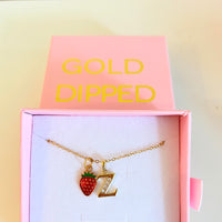 Strawberry And Bling Initial (Rolo Chain)