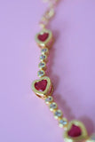 Red Bezel Heart Tennis Bracelet
